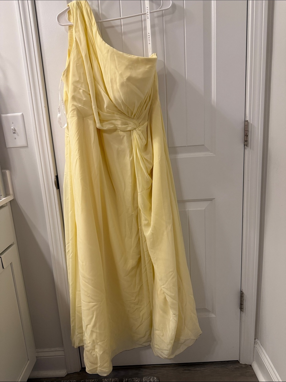 Azazie a22 Elegant One-Shoulder lemon sorbet